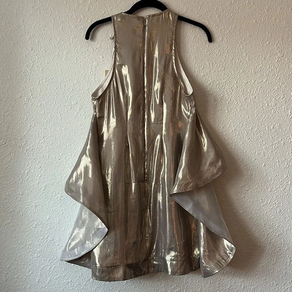 NWT Alice McCall 2 Cities Metallic Gold Ruffled Mini Dress Size 4 - Picture 5 of 7